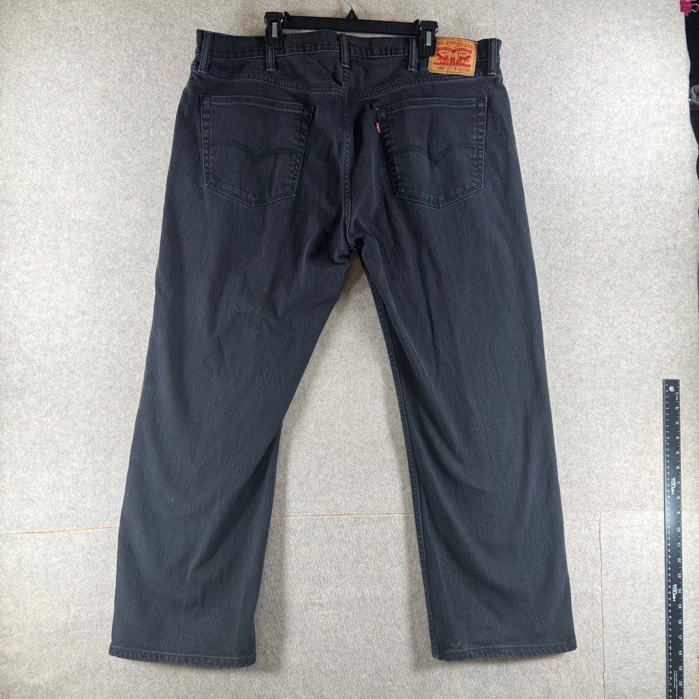 Levi 559 Relaxed Straight Jeans W42 L30 Black Faded Denim Pants 00559-0239 - Picture 4 of 9